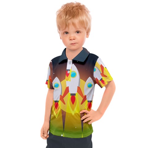 Rocket Take Off Missiles Cosmos Kids  Polo Tee by Salman4z