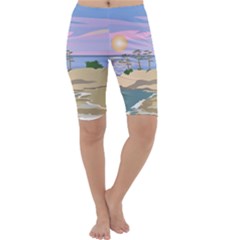 Vacation Island Sunset Sunrise Cropped Leggings  by Salman4z