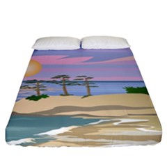 Vacation Island Sunset Sunrise Fitted Sheet (king Size) by Salman4z