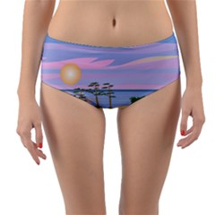 Vacation Island Sunset Sunrise Reversible Mid-waist Bikini Bottoms by Salman4z