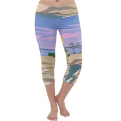 Vacation Island Sunset Sunrise Capri Yoga Leggings by Salman4z