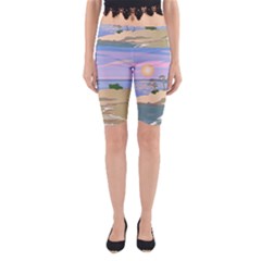 Vacation Island Sunset Sunrise Yoga Cropped Leggings by Salman4z