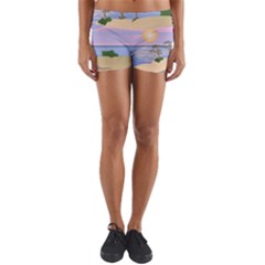 Vacation Island Sunset Sunrise Yoga Shorts by Salman4z