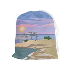 Vacation Island Sunset Sunrise Drawstring Pouch (xl) by Salman4z