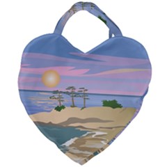 Vacation Island Sunset Sunrise Giant Heart Shaped Tote by Salman4z