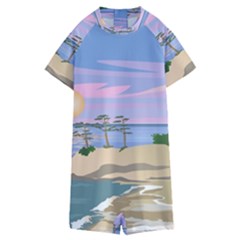 Vacation Island Sunset Sunrise Kids  Boyleg Half Suit Swimwear by Salman4z