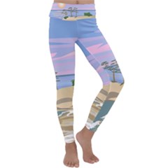 Vacation Island Sunset Sunrise Kids  Lightweight Velour Classic Yoga Leggings by Salman4z