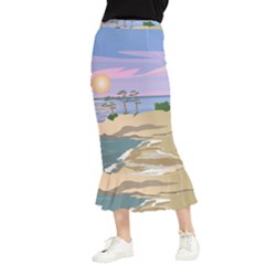 Vacation Island Sunset Sunrise Maxi Fishtail Chiffon Skirt by Salman4z