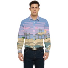 Vacation Island Sunset Sunrise Men s Long Sleeve Pocket Shirt  by Salman4z