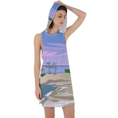 Vacation Island Sunset Sunrise Racer Back Hoodie Dress by Salman4z