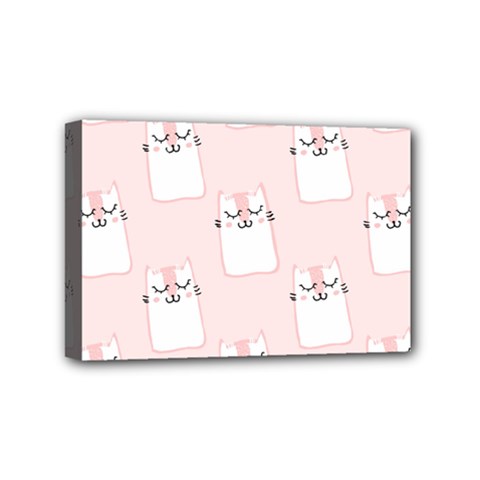 Pattern Pink Cute Sweet Fur Cats Mini Canvas 6  x 4  (Stretched)