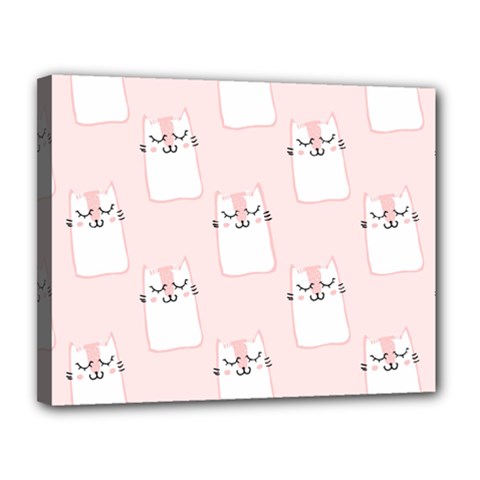 Pattern Pink Cute Sweet Fur Cats Canvas 14  x 11  (Stretched)