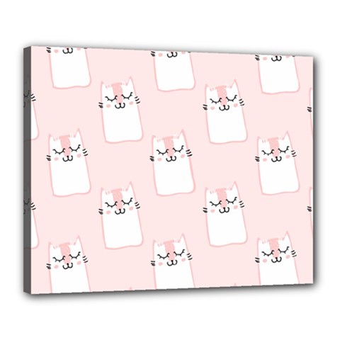 Pattern Pink Cute Sweet Fur Cats Canvas 20  x 16  (Stretched)