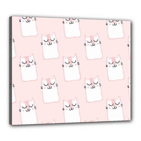 Pattern Pink Cute Sweet Fur Cats Canvas 24  x 20  (Stretched)