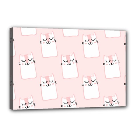 Pattern Pink Cute Sweet Fur Cats Canvas 18  x 12  (Stretched)