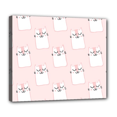 Pattern Pink Cute Sweet Fur Cats Deluxe Canvas 24  x 20  (Stretched)