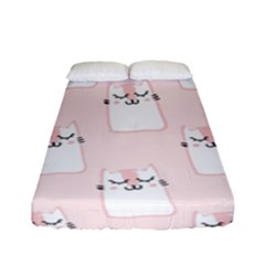 Pattern Pink Cute Sweet Fur Cats Fitted Sheet (Full/ Double Size)