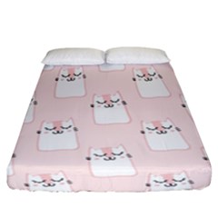 Pattern Pink Cute Sweet Fur Cats Fitted Sheet (California King Size)