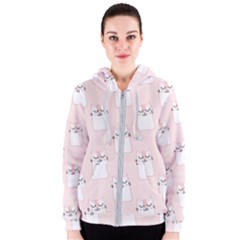 Pattern Pink Cute Sweet Fur Cats Women s Zipper Hoodie