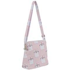 Pattern Pink Cute Sweet Fur Cats Zipper Messenger Bag