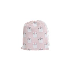 Pattern Pink Cute Sweet Fur Cats Drawstring Pouch (XS)