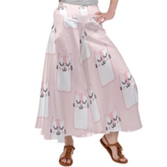 Pattern Pink Cute Sweet Fur Cats Women s Satin Palazzo Pants