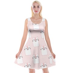 Pattern Pink Cute Sweet Fur Cats Reversible Velvet Sleeveless Dress