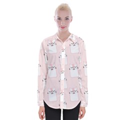 Pattern Pink Cute Sweet Fur Cats Womens Long Sleeve Shirt