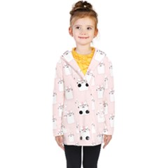 Pattern Pink Cute Sweet Fur Cats Kids  Double Breasted Button Coat