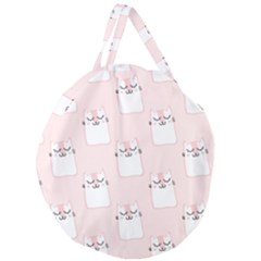 Pattern Pink Cute Sweet Fur Cats Giant Round Zipper Tote