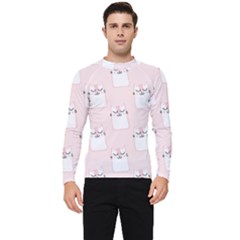 Pattern Pink Cute Sweet Fur Cats Men s Long Sleeve Rash Guard