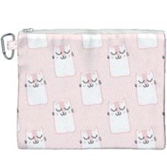 Pattern Pink Cute Sweet Fur Cats Canvas Cosmetic Bag (XXXL)