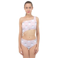 Pattern Pink Cute Sweet Fur Cats Spliced Up Two Piece Swimsuit