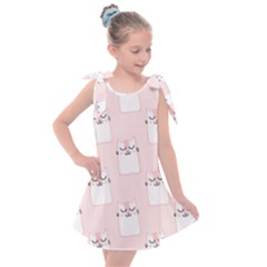 Pattern Pink Cute Sweet Fur Cats Kids  Tie Up Tunic Dress