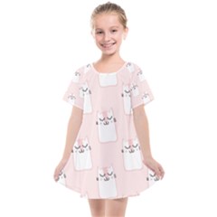 Pattern Pink Cute Sweet Fur Cats Kids  Smock Dress