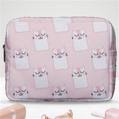 Pattern Pink Cute Sweet Fur Cats Make Up Pouch (Large)