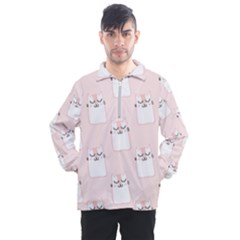 Pattern Pink Cute Sweet Fur Cats Men s Half Zip Pullover