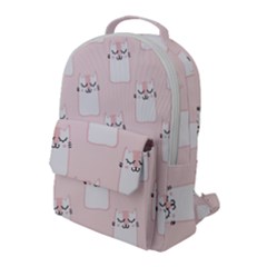 Pattern Pink Cute Sweet Fur Cats Flap Pocket Backpack (Large)