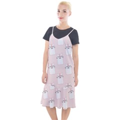 Pattern Pink Cute Sweet Fur Cats Camis Fishtail Dress