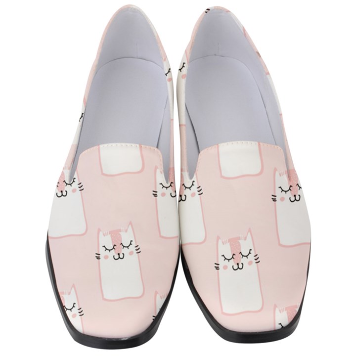 Pattern Pink Cute Sweet Fur Cats Women s Classic Loafer Heels