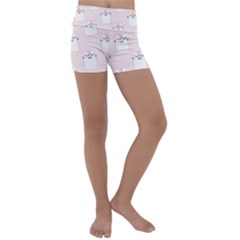 Pattern Pink Cute Sweet Fur Cats Kids  Lightweight Velour Yoga Shorts