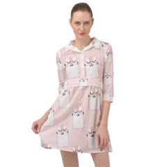 Pattern Pink Cute Sweet Fur Cats Mini Skater Shirt Dress