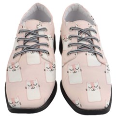 Pattern Pink Cute Sweet Fur Cats Women Heeled Oxford Shoes