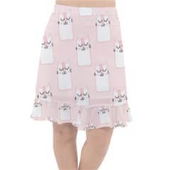 Pattern Pink Cute Sweet Fur Cats Fishtail Chiffon Skirt