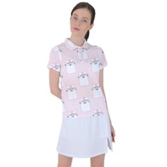 Pattern Pink Cute Sweet Fur Cats Women s Polo Tee