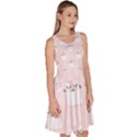 Pattern Pink Cute Sweet Fur Cats Knee Length Skater Dress With Pockets View3