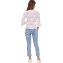 Pattern Pink Cute Sweet Fur Cats Bell Sleeve Top View4