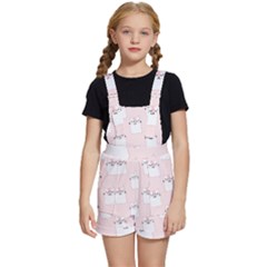 Pattern Pink Cute Sweet Fur Cats Kids  Short Overalls