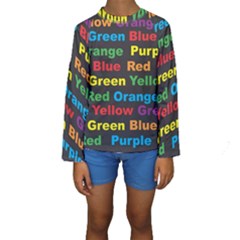 Red Yellow Blue Green Purple Kids  Long Sleeve Swimwear by Salman4z