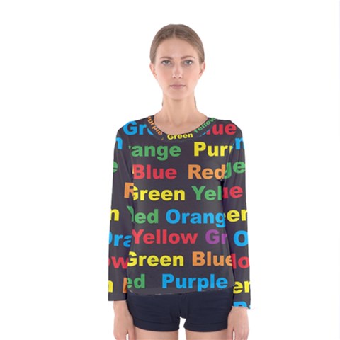 Red Yellow Blue Green Purple Women s Long Sleeve Tee by Salman4z